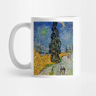 Vincent van Gogh Road with Cypress and Star 1890 Art Print Landscape Art Post-Impressionism Mug